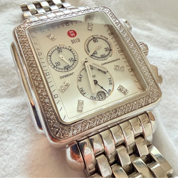 Michele Diamond DECO XL Chronograph Watch - Picture 5 of 16